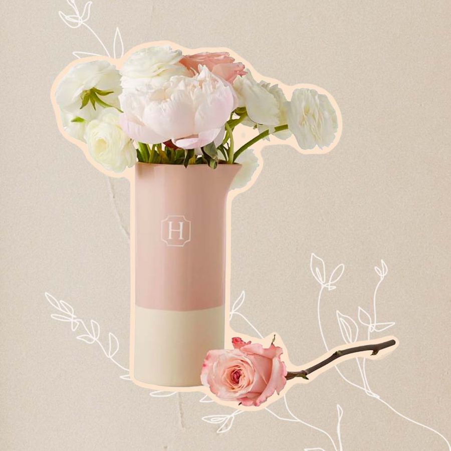 Roses in Mark & Graham Dipped Ceramic Pitcher on a tan background
