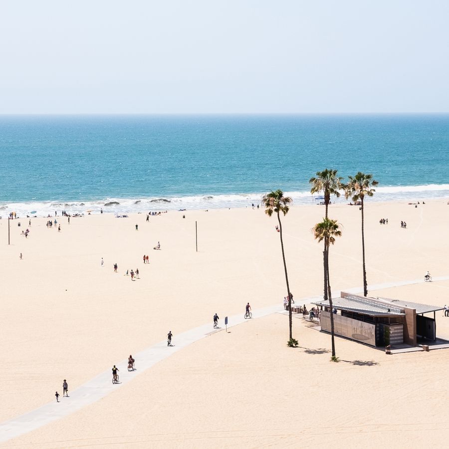 A view of the beach in California, a romantic honeymoon destination. 