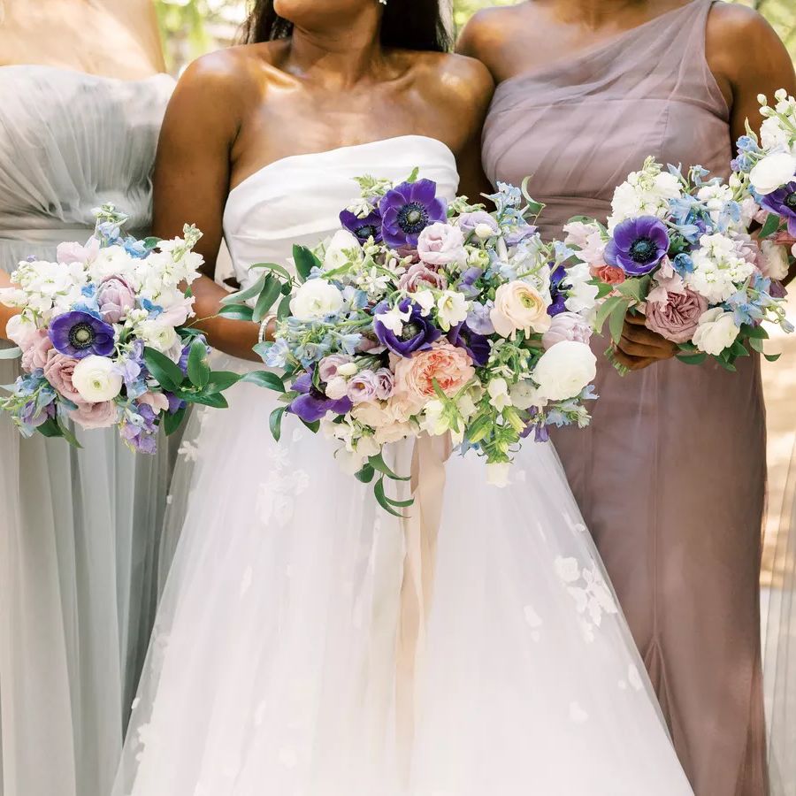 wedding bouquets with purple flowers