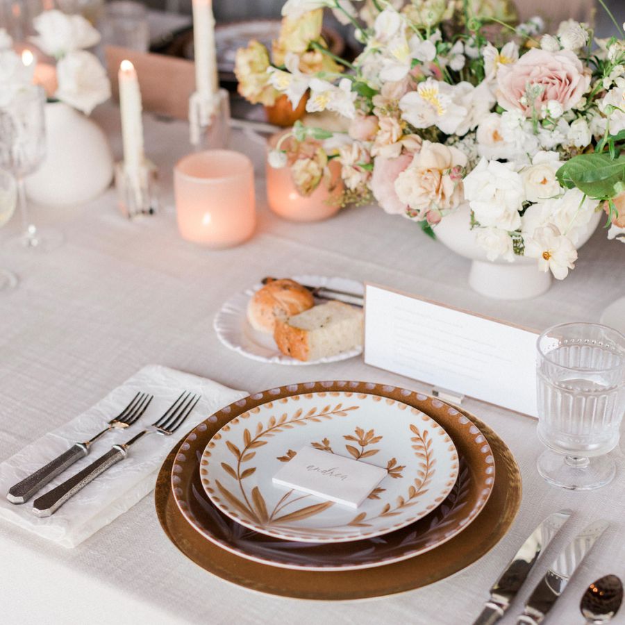 wedding reception tablescape and plates