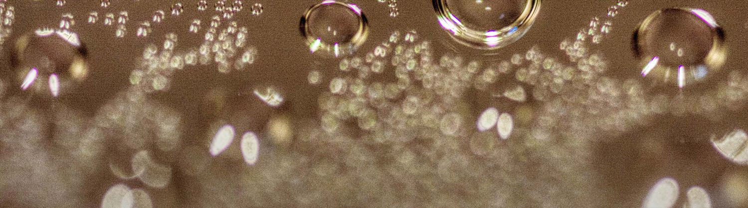 close up of champagne bubbles