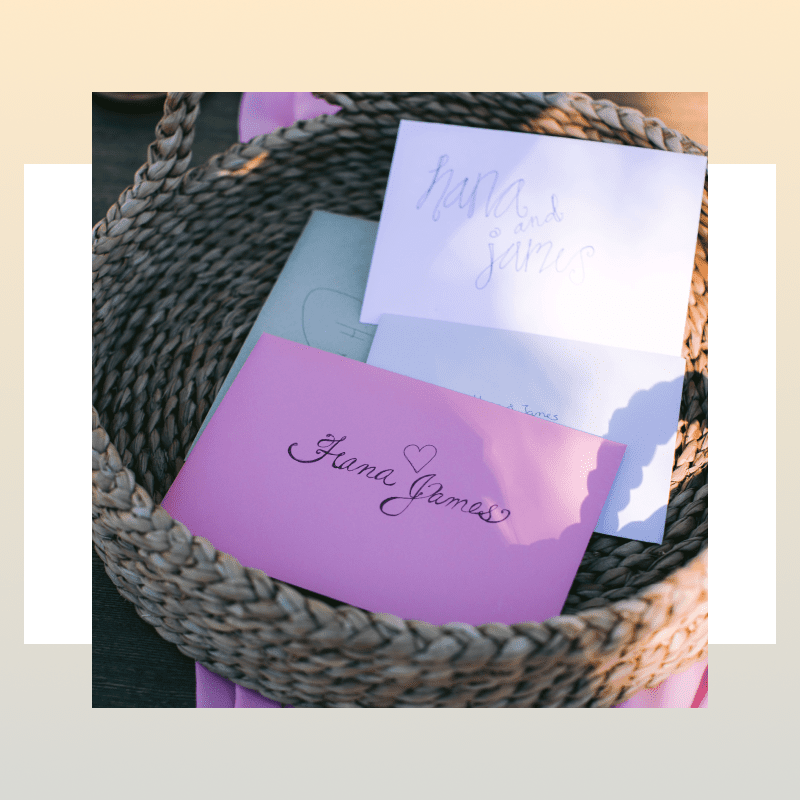 Wedding Gift Envelopes with Couples' Names on Cards